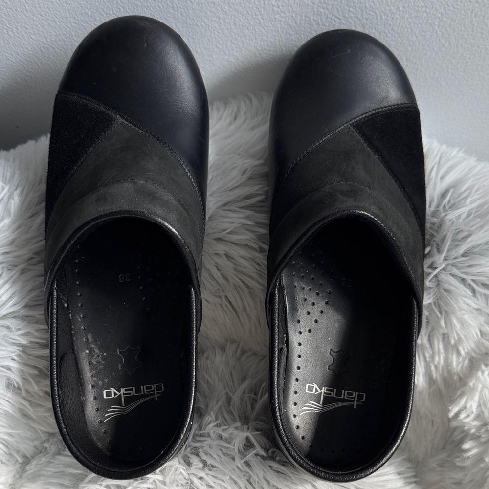 Dansko Black Leather Mules